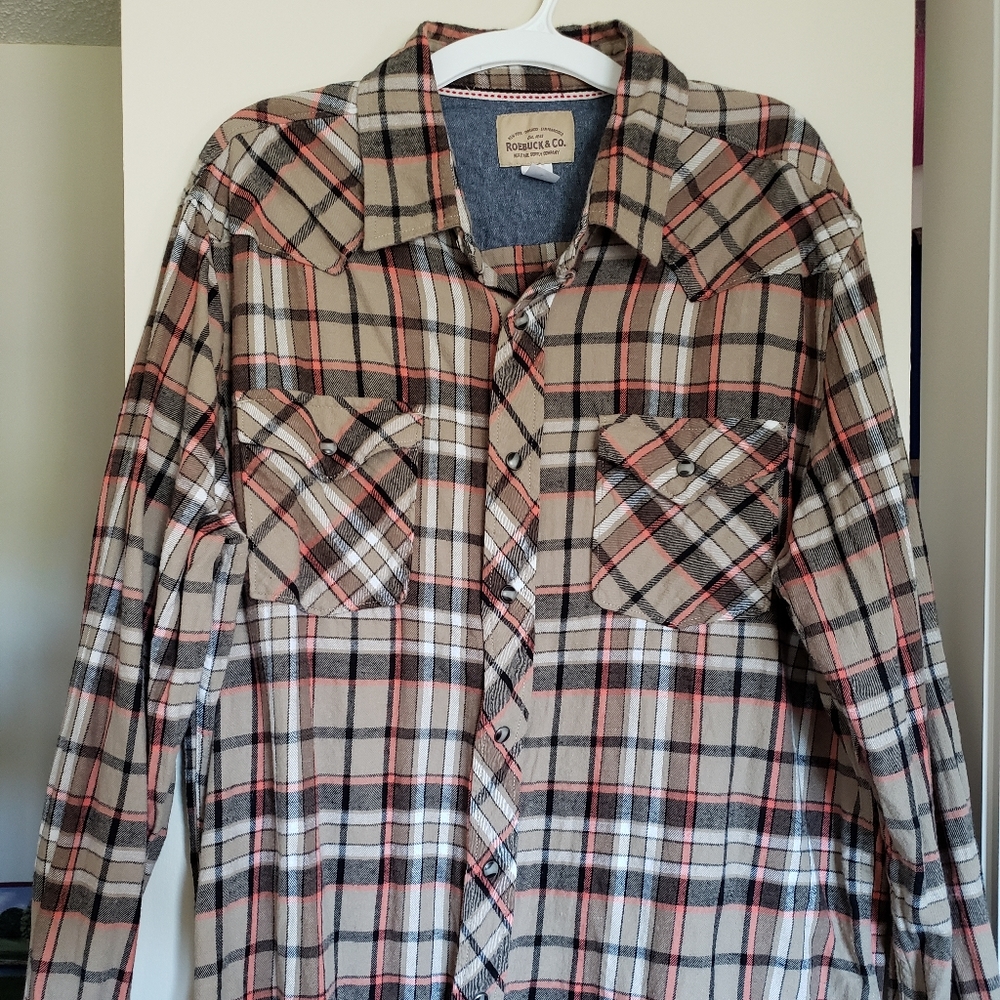 Mens button down plaid shirt...western style